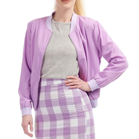 Collectif Jackets & Blazers - Collectif Bomber Jacket in Pastel Purple - Bright & Beautiful Tara Lilac Jacket